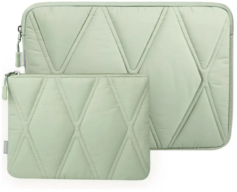 Voova Puffy Laptop Sleeve Case for 13 to 13.3 Inch Laptops, Mint Green